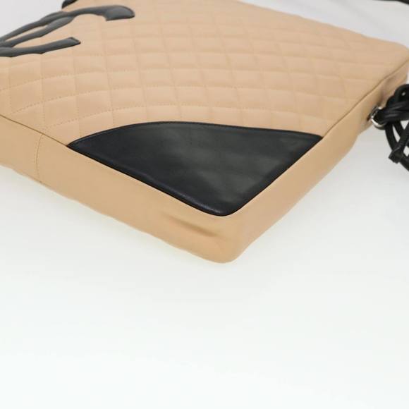 CHANEL Cambon Line Shoulder Bag Caviar Skin Beige CC Auth am4027 - Picture 9 of 16